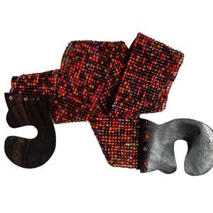 Women’s ~ Red/Purple/White ~ Beaded ~ Stretchy (28-54” in.) One Size Belt